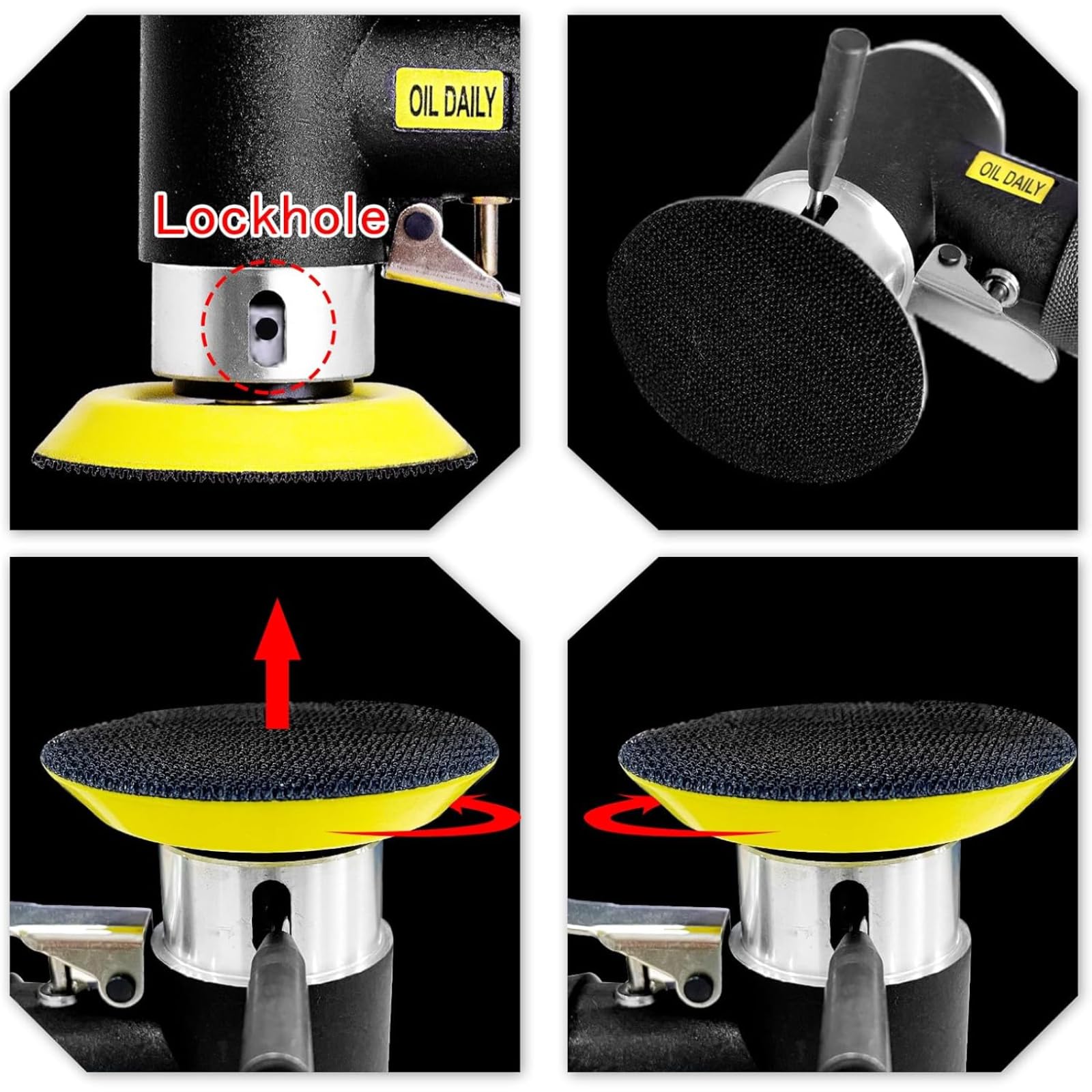 Mini polisseuse à air comprimé 25 mm, 50 mm, 80 mm, ponceuse excentrique, meuleuse d'angle à air comprimé, polisseuse/polisseuse avec 24 éponges de polissage, tampon de polissage pour voiture
