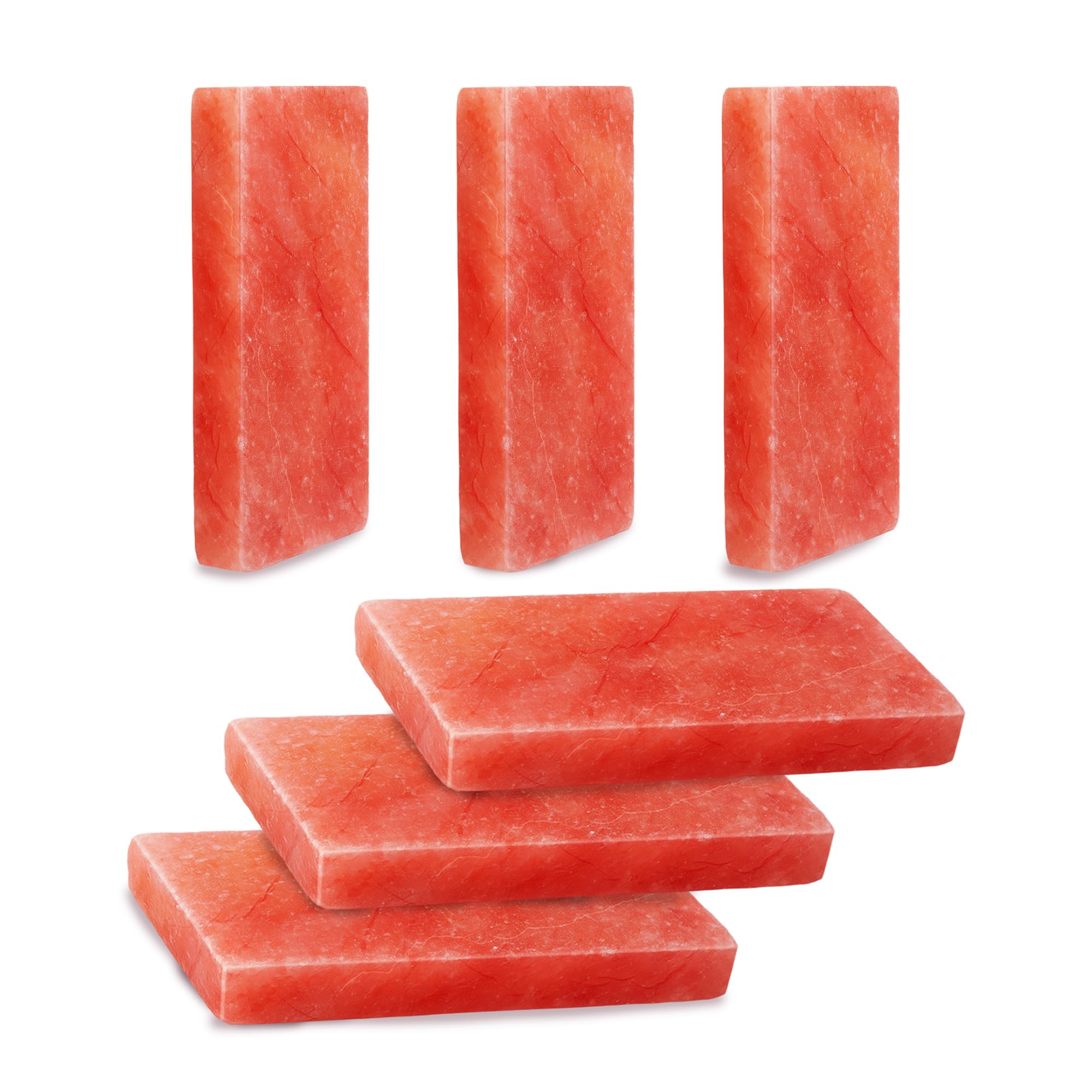 ZK Himalayan Pink Salt Tiles & Bricks - 8"x4"x1" for Spa, Sauna, Pack of 6 Salt Bricks for Salt Wall, Salt Blocks of 2.5 lbs for Home Decor and Diye Improvement