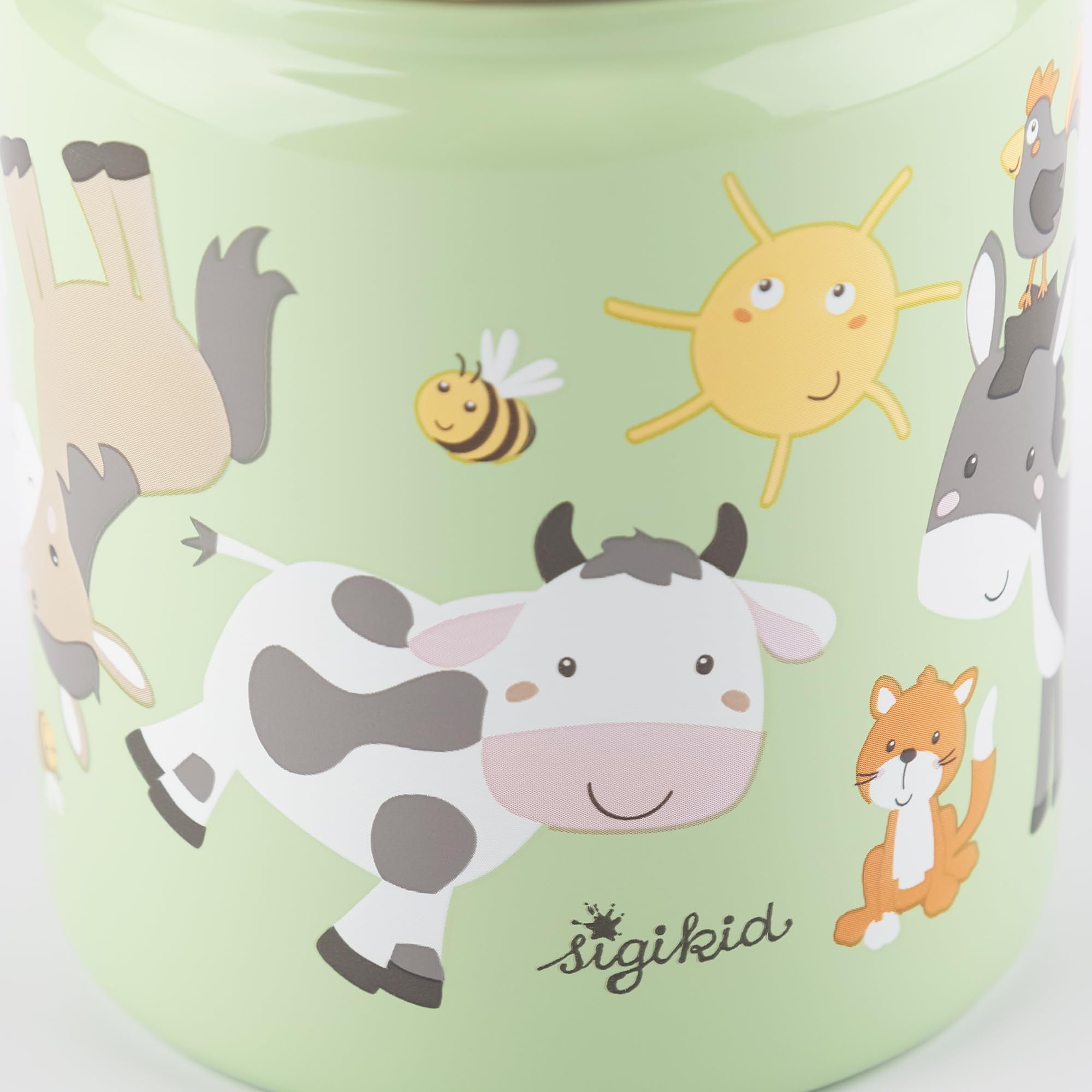 Sigikid Botella de agua de acero inoxidable, 400 ml, diseño infantil de granja