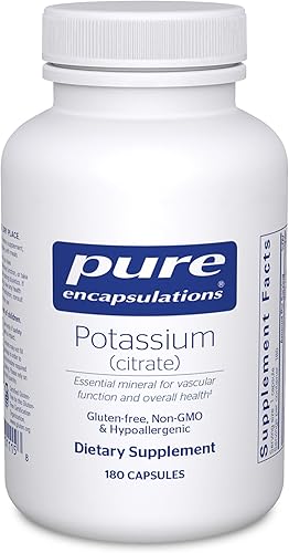 Pure Encapsulations Potasio citrato Suplemento electrolítico esencial para apoyar la función nerviosa y muscular suprarrenales hormonas salud