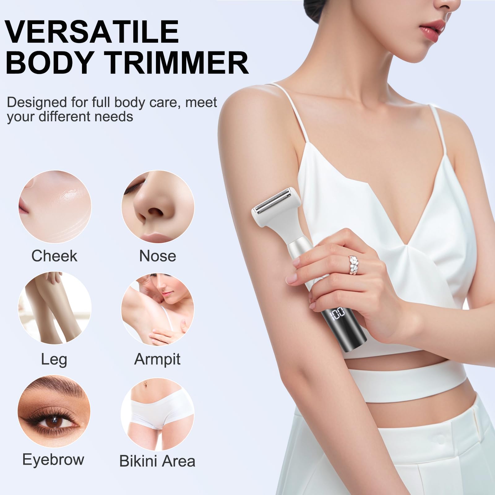 Recortadora de bikini 5 en 1 para mujer, maquinillas de afeitar eléctricas para mujeres, afeitadora eléctrica recargable inalámbrica, IPX7, impermeable, húmedo, seco, removedor de vello corporal para 2