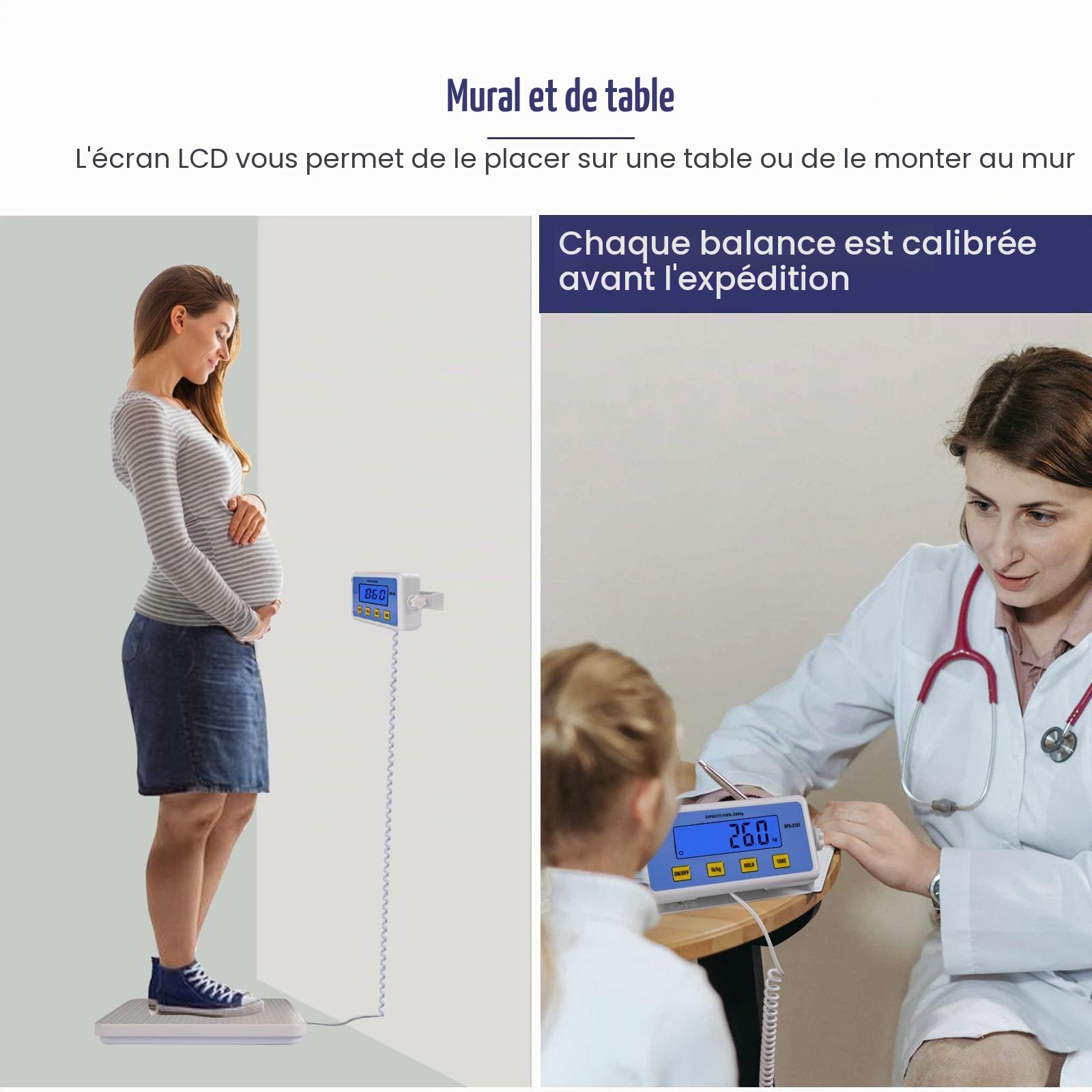 Balance Numérique Pèse-personne 200 kg, Balance Médicale Haute Précision avec Grand Écran, Balance Professionnelle pour Clinique Breau Maison