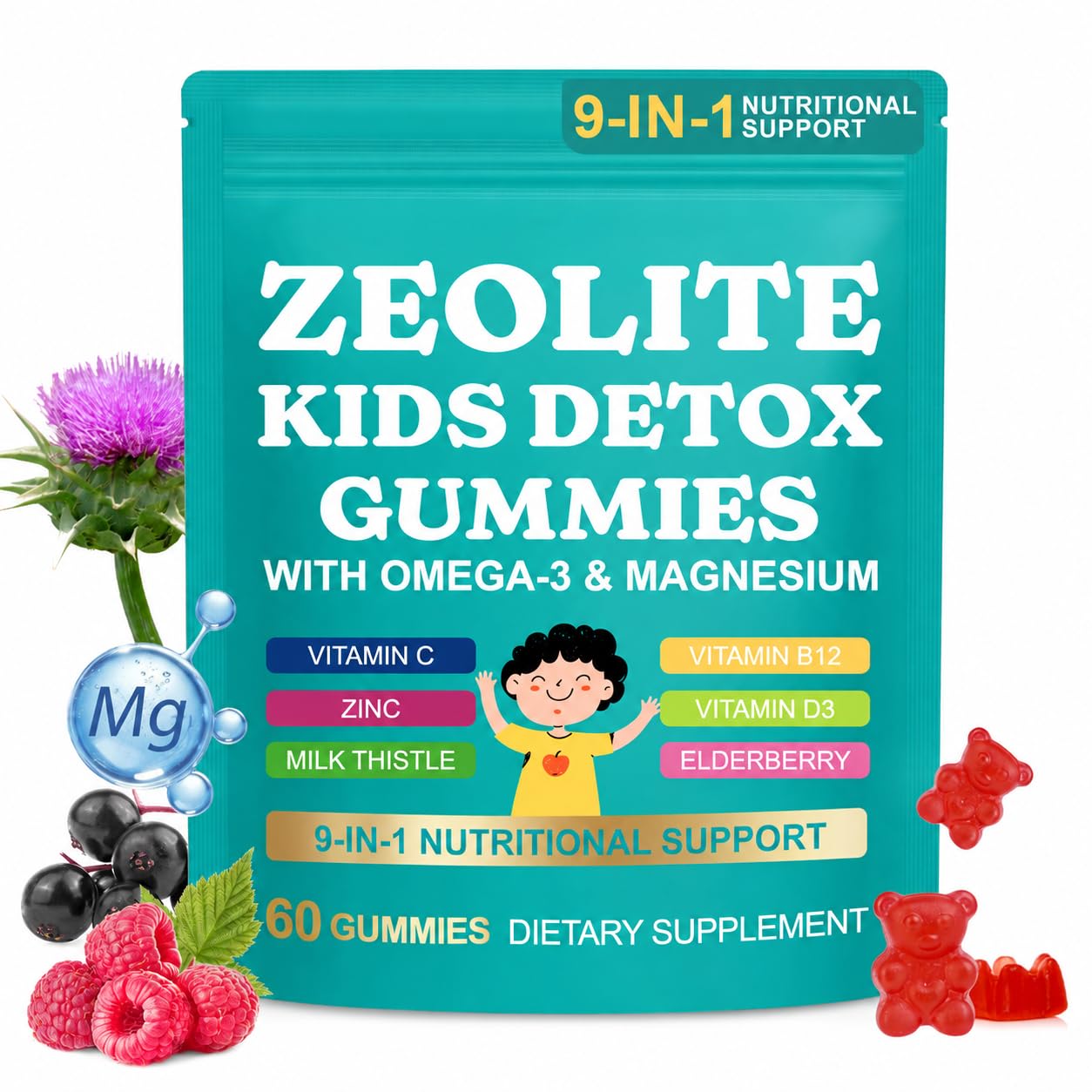 Zeolite Kids Gummies, Mixed Berry, Sugar Free, 60 Gummies