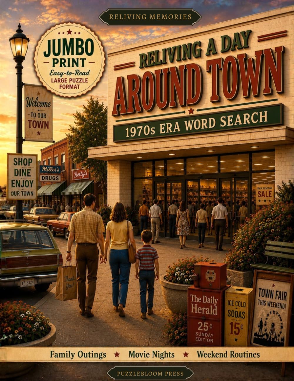 Reliving A Day Around Town Word Search: Jumbo Print Word Puzzles to Rekindle Beloved Memories of Community Life in the 1970s (Word Find Books for Adults & Seniors) (Reliving Memories)
