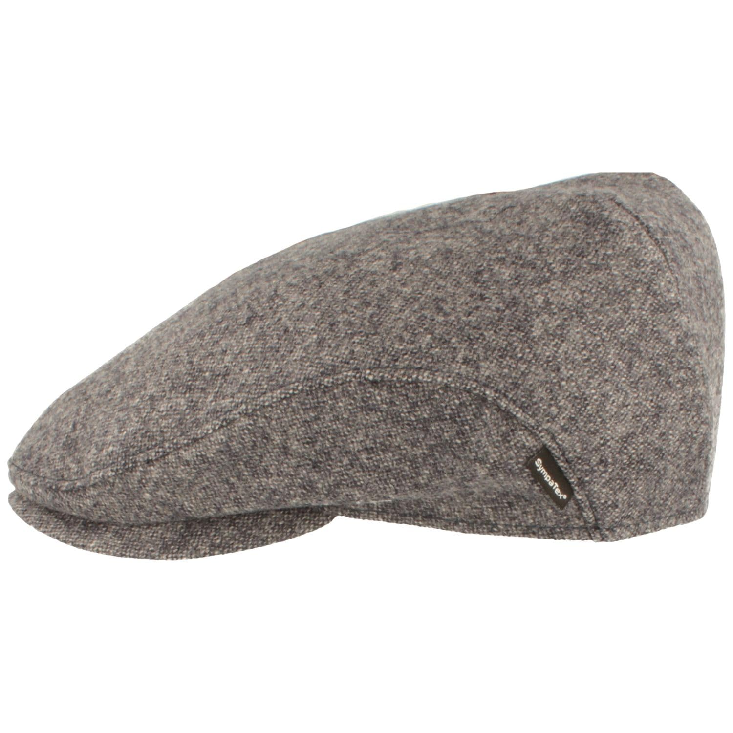 Hut Breiter Boina de Invierno con Orejeras | Gorra Gatsby | Chapela con Visera Hecha de 100% Lana en diseño de Espiga con protección para los oidos desplegable.