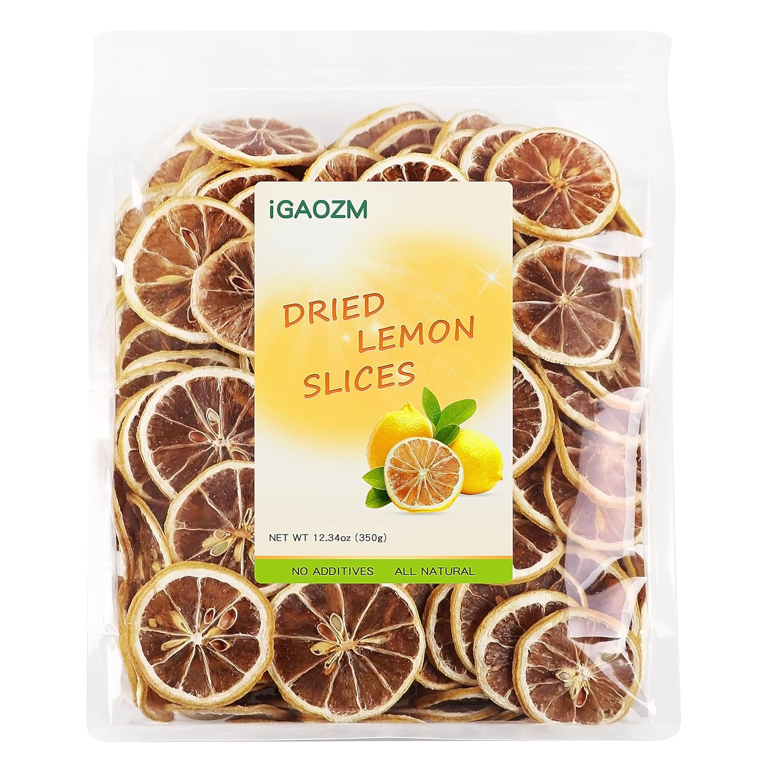 iGAOZM Dried Lemon Slices,12.34oz/350g,No Sugar Added,Natural Dehydrated Lemon Slices for Cocktails Garnish,Tea,Fruit Snacks,Craft Decoration,DIY