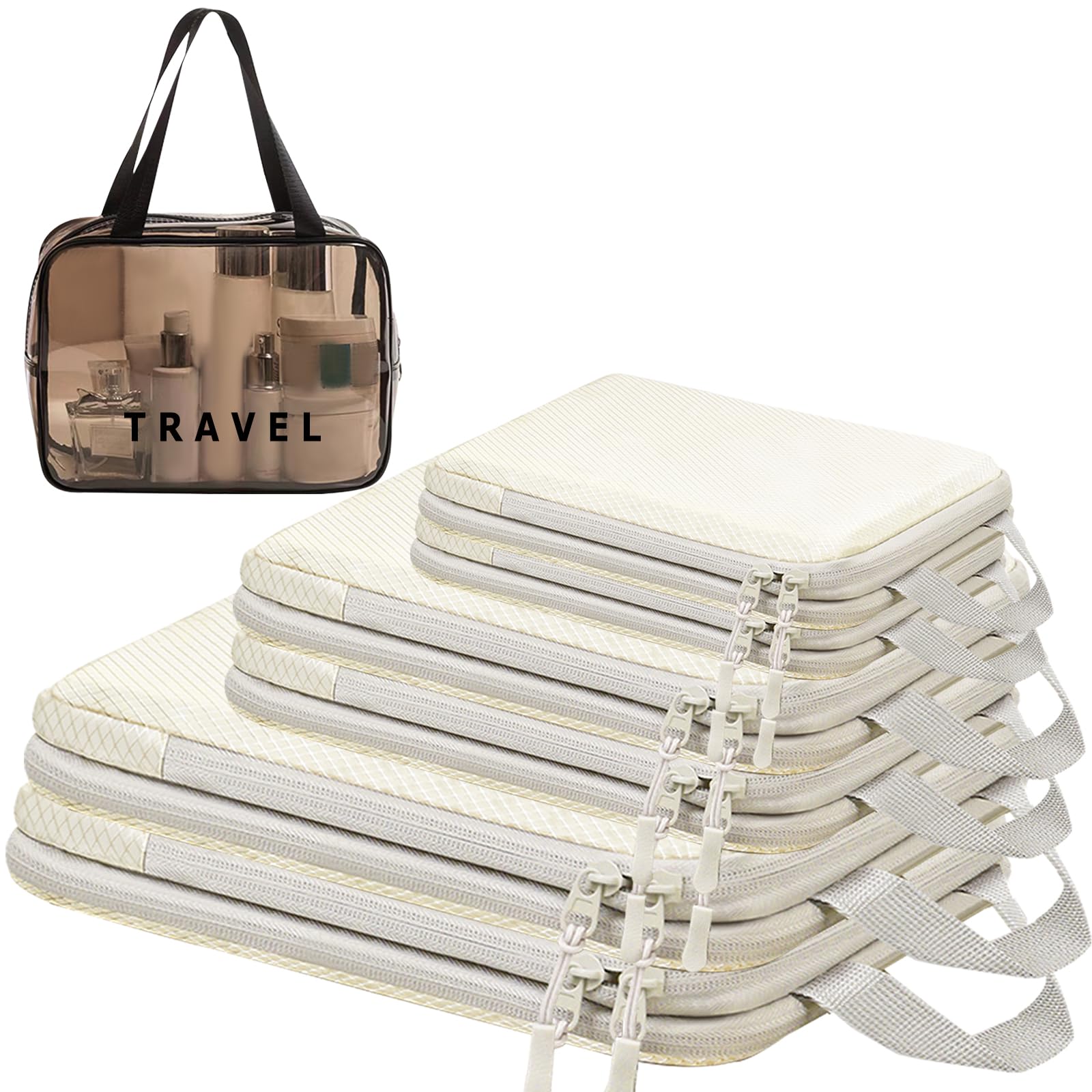 SWIHELPCompression Packing cubes 7PCS Cubes for Carry on Luggage Travel Organizer Bags Expandable Essential for Suitcases Travel Luggage Organizer Bags Set