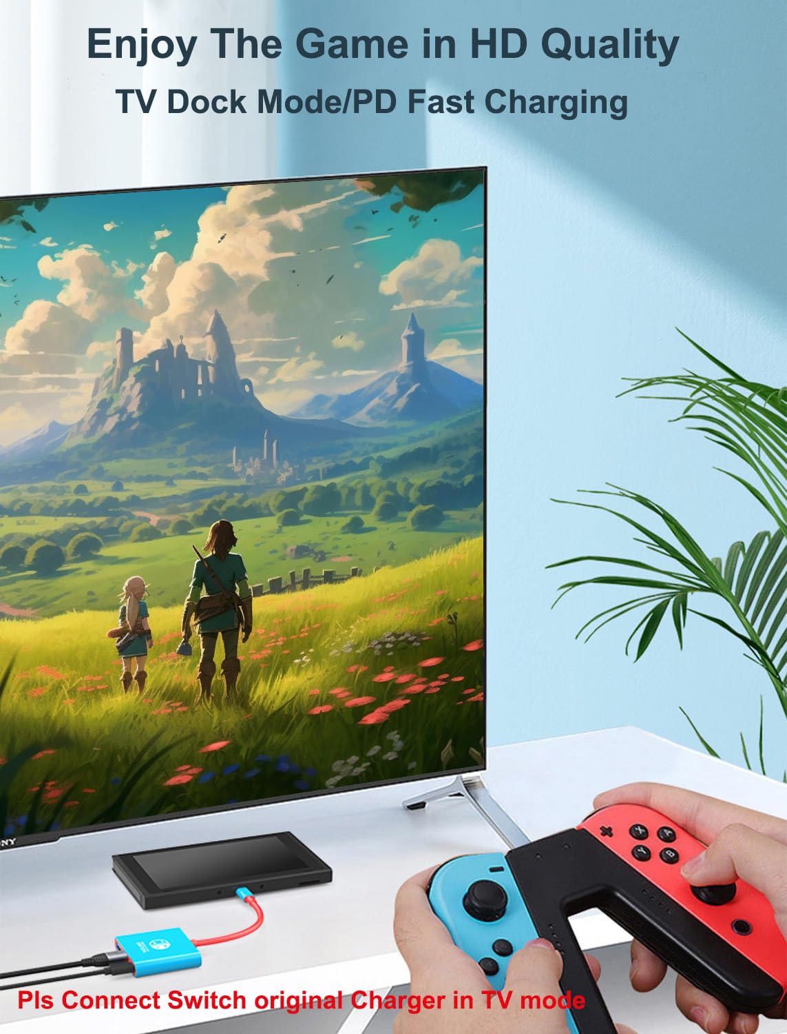 YLVOTER Adapter Docking Station for Nintendo Switch, 3-in-1 Portable TV Dock Station Replacement for Official Switch Dock with HDMI and USB 3.0 Port and Charging Port