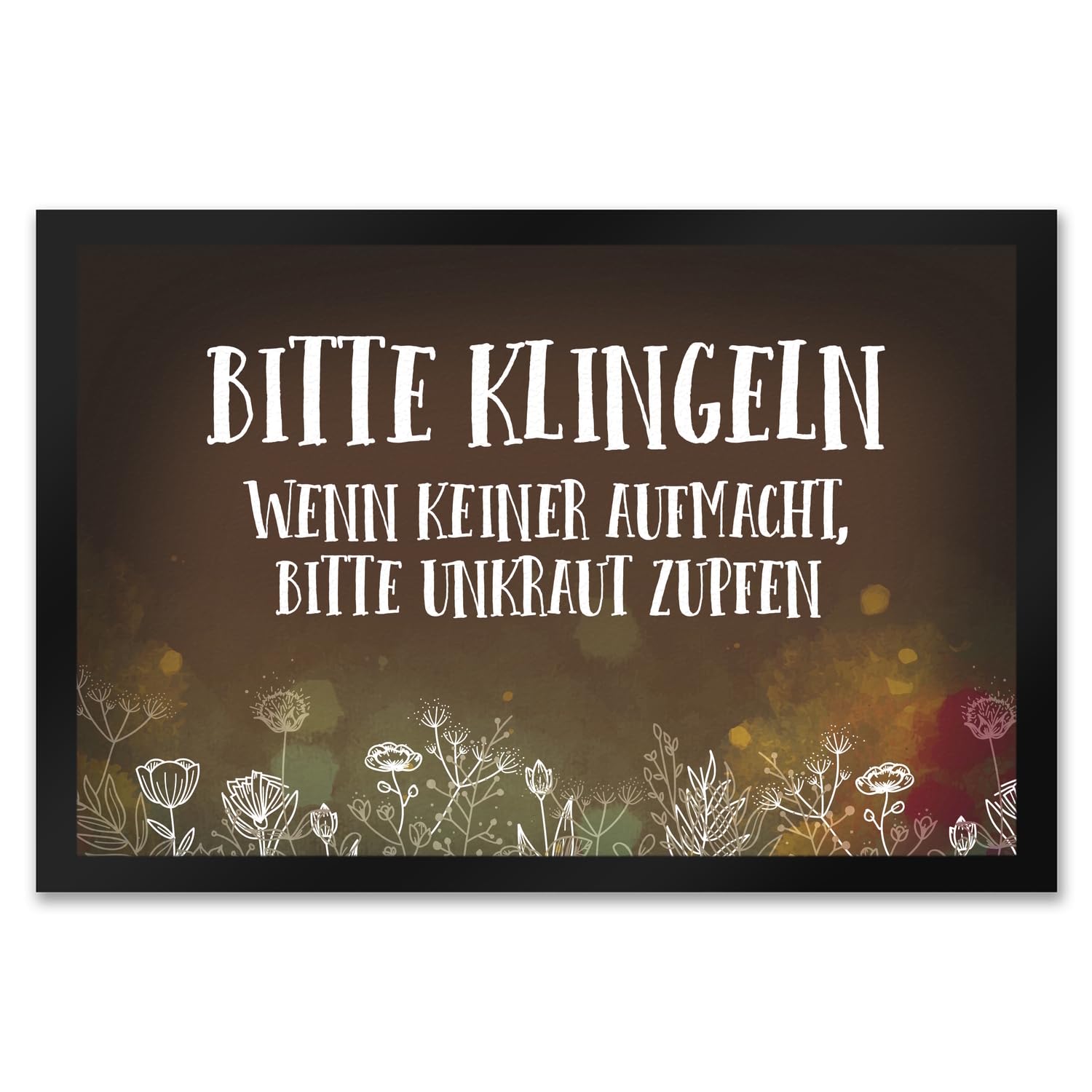 trendaffe - Bitte klingeln - Unkraut Fußmatte XXL mit Blumen Motiv