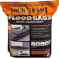 Quick Dam QD1224-6 Water Activated Flood Bags - Sandless Sandbags 1ft x 2ft 6-Pack for Instant Flood Protection