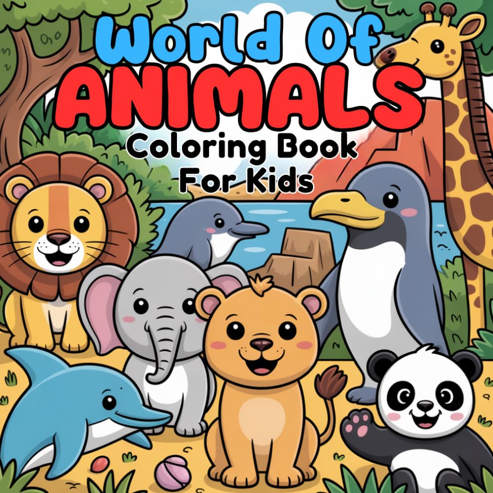 World of Animals: Fun Coloring Book with Cute Animals for Kids of all Ages | 60+ Coloring Pages