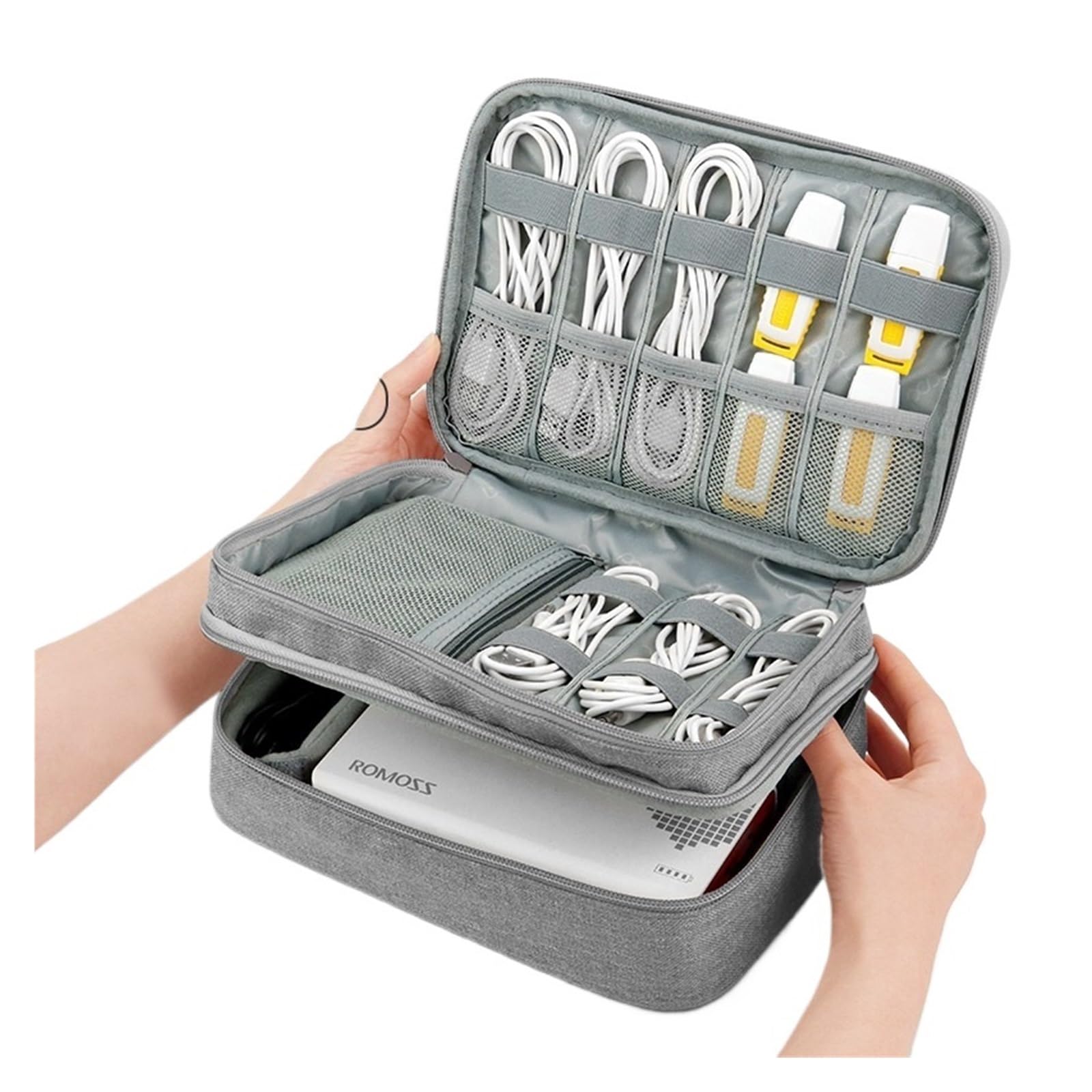 Borsa Organizer per Cavi Custodia Digitale Multifunzionale Caricabatterie Alimentatore Cavo Dati Ricarica Custodia Protettiva for Tesoro Scatola organizzatore(Black,Simplicity Portable)