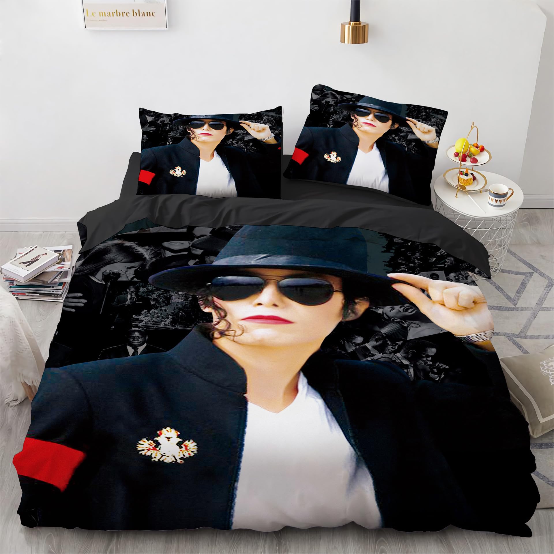 Shaari Duvet Cover Set Single 135 x 200 cm Polyester Bedding Set with 2 Pillowcase Kids Quilt Cover Closure