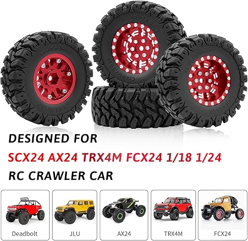 Miniatura 6 de OGRC 1.0 Plus (1.2 pulgadas) Beadlock Ruedas de 0.276 in de desplazamiento negativo llantas súper suaves pegajosas para TRX4M SCX24 FCX24 AX24 124