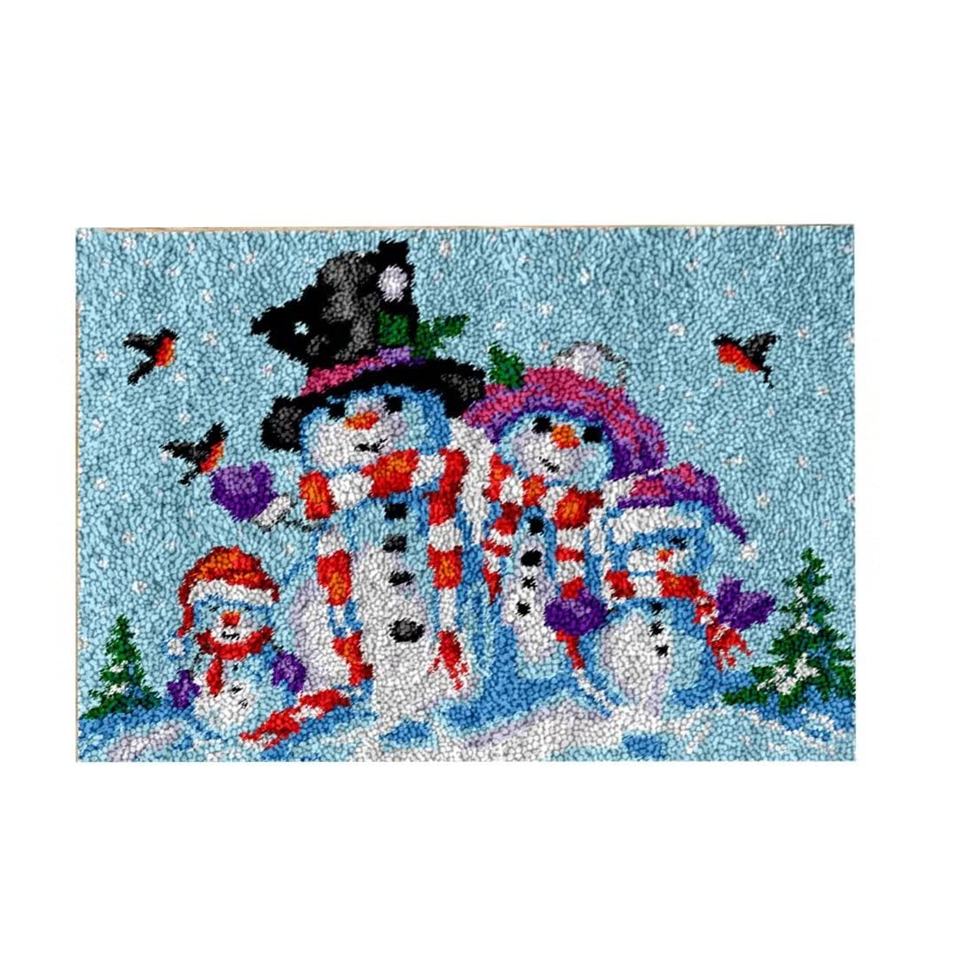 Latch Hook Kits for Kids and Adults, DIY Latch Hook Rug Kit, Cross Stitch Rug Making Kit, Latch Hook Carpet Making Crochet Kits Embroidery Kits Needlework Crafts for Home Decor, 50X38CM, Snowman โ image 1