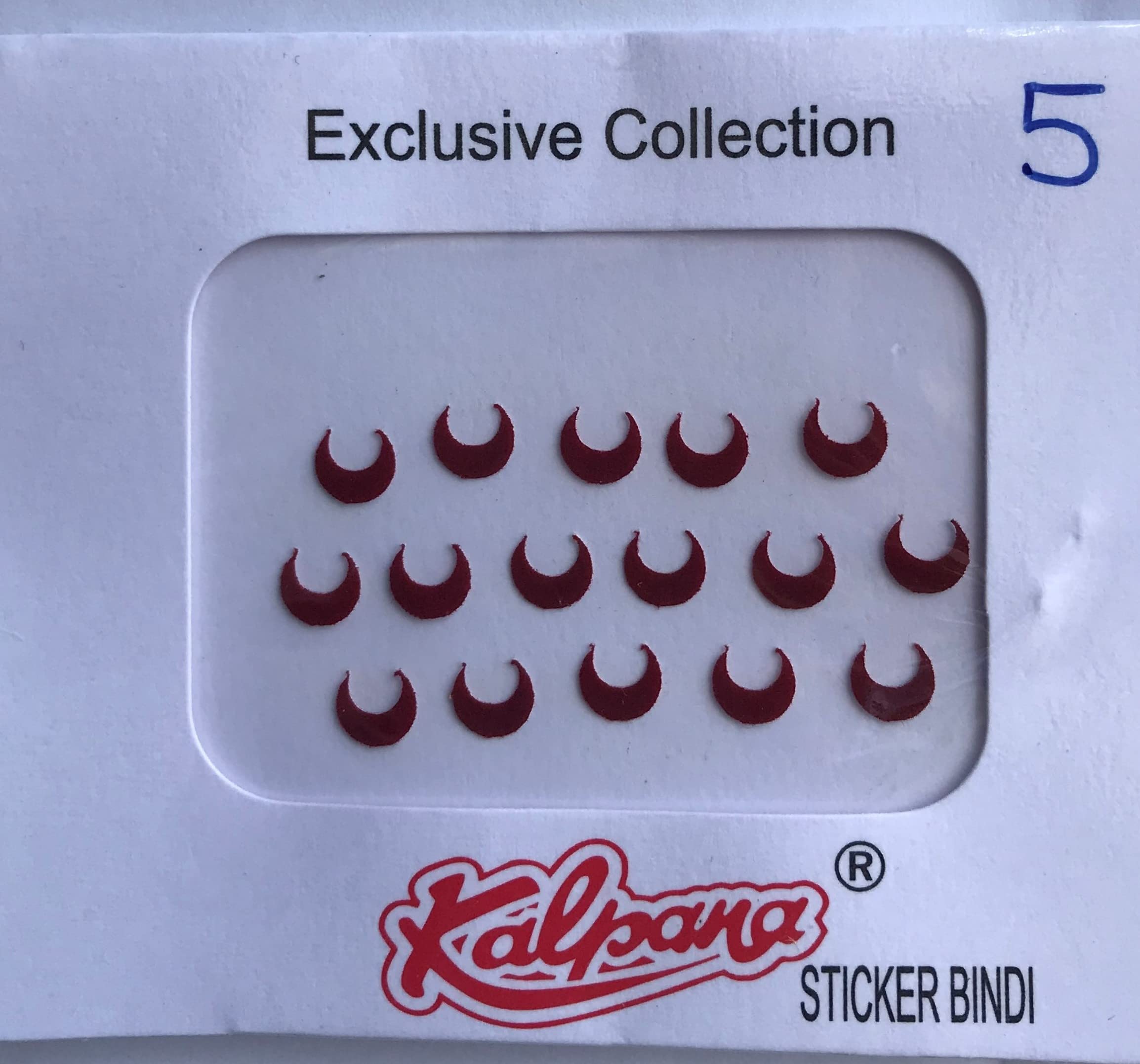Kalpana Bindi Maroon Half Moon Shape Marathi Style Traditional Bindi Maroon Chand Bindi Sticker Bindi, Size - 5 | (Pack of 12)