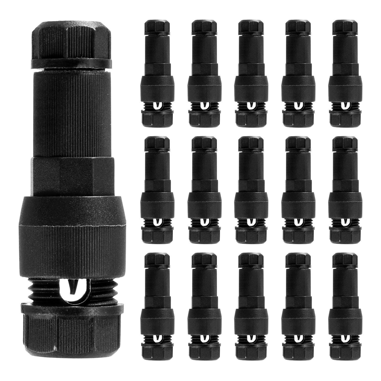 PATIKIL Low Voltage Wire Connector, 16 Pcs 12-20 Gauge Wire Connector Landscape Light Cable Connector Connectors Waterproof for Landscape Lights, Black