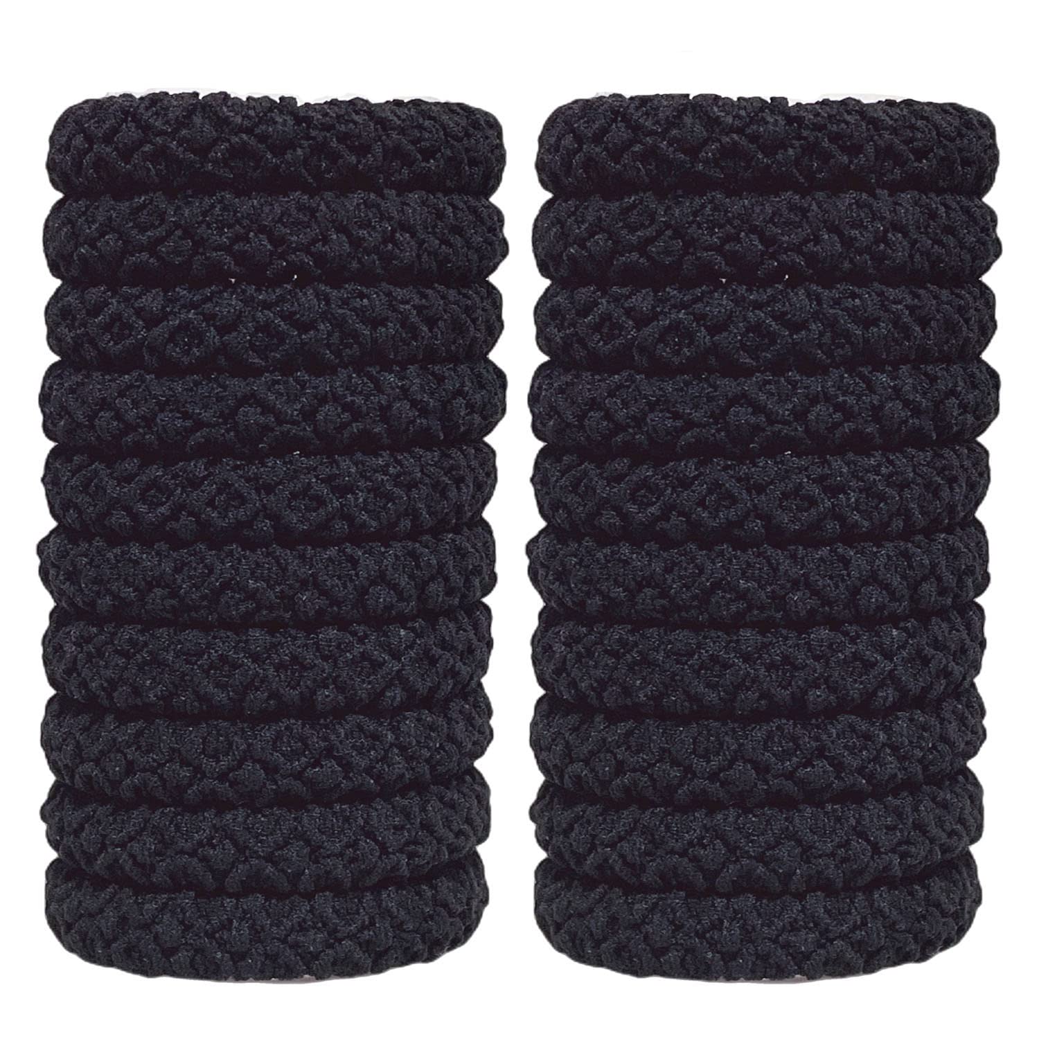 Grutyopkn 20pcs Hair ties Durable Strong Stretch Wide Elastic Rubber Bands Knitted Cotton Headband Thick and Long Hair accessories for Women,Girls (