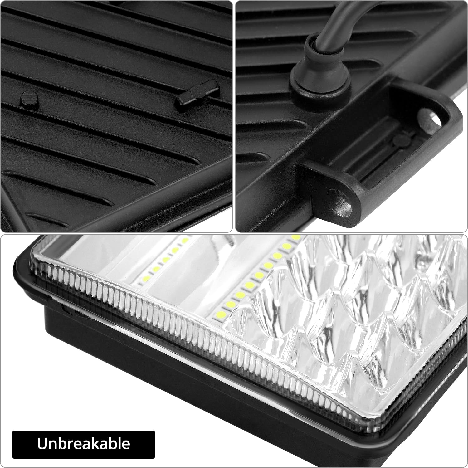 QWORK 250W 9-Inch LED Work Light for Truck - 32000lm, 2 Pack 12-80V, IP68 Waterproof, 84 LEDs Spot & Flood Combo Beam, 6000k Cool, Off-Road Light Bar