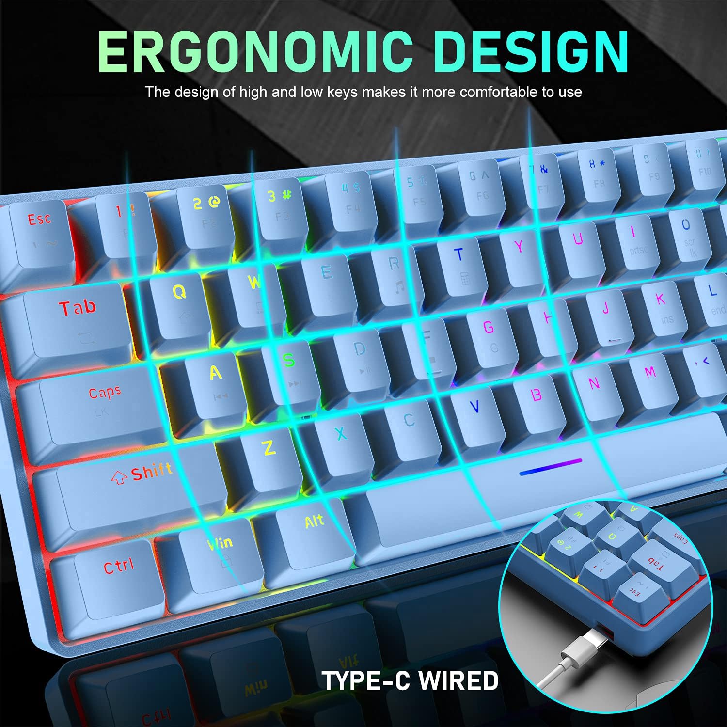Amazon.com: 65% Wired Gaming Mechanical Keyboard and Mouse Combo