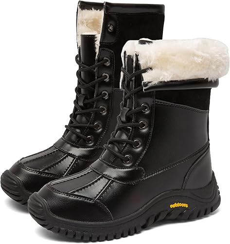 Botas de invierno para mujer, impermeables, cálidas, con forro de piel sintética, botas de nieve para mujer, botas de nieve a la moda, botas de pato