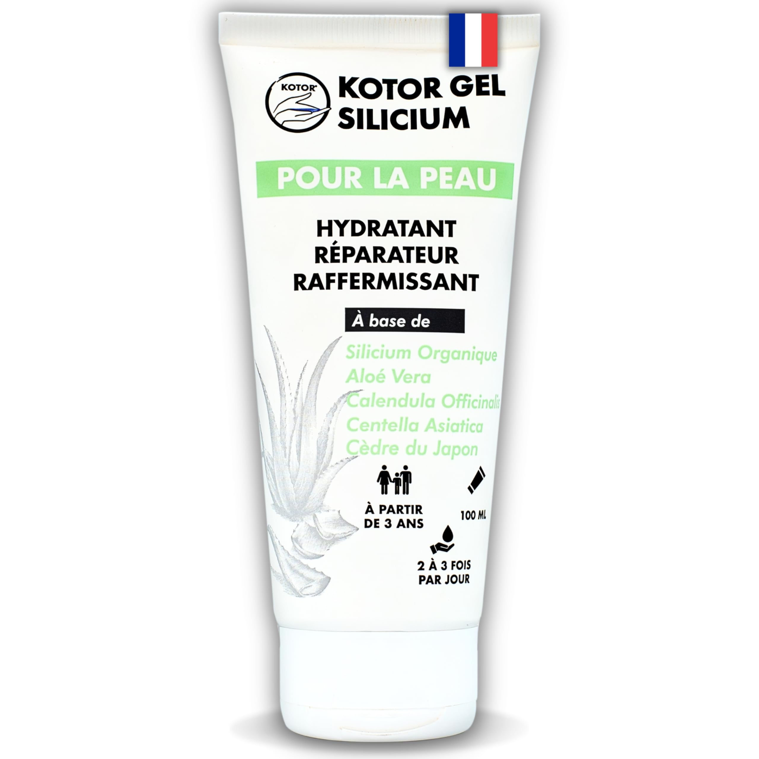KOTOR GEL SILICIUM | Gel Surconcentré en Silicium Organique | Articulations, Cicatrisation, Rides, Peau + Aloe Vera + Calendula Officinalis + Centella Asiatica | 100ML | France