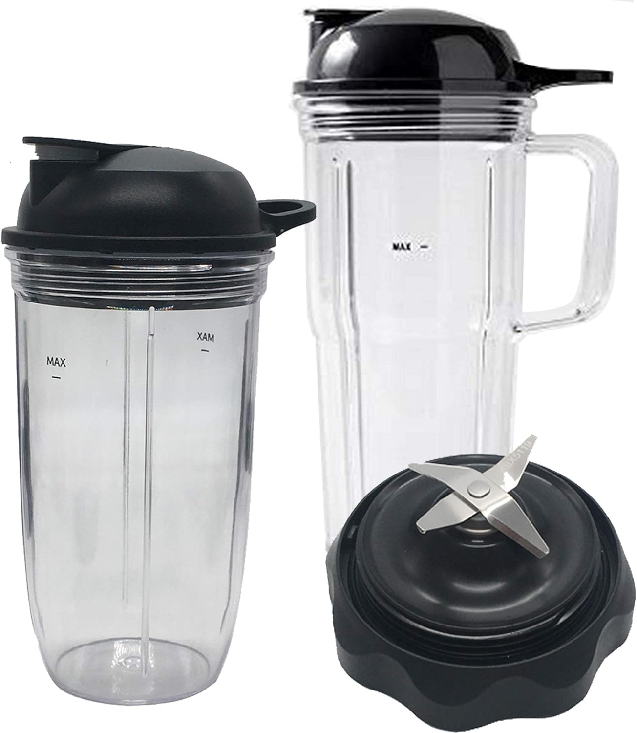 Replacement Easy Twist Extractor Blade with Personal jar (24 oz) handle cup and lid,Compatible with NutriBullet Combo BlenderZNBF30400Z/ZNBF30500Z/NBF50400 (5, 1x24oz cup with handle +1x24oz cup) 5 1x24oz cup with handle +1x24oz cup