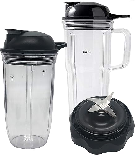 Cuchilla extractora de repuesto Easy Twist con frasco personal (24 onzas) mango taza y tapa, compatible con NutriBullet Combo