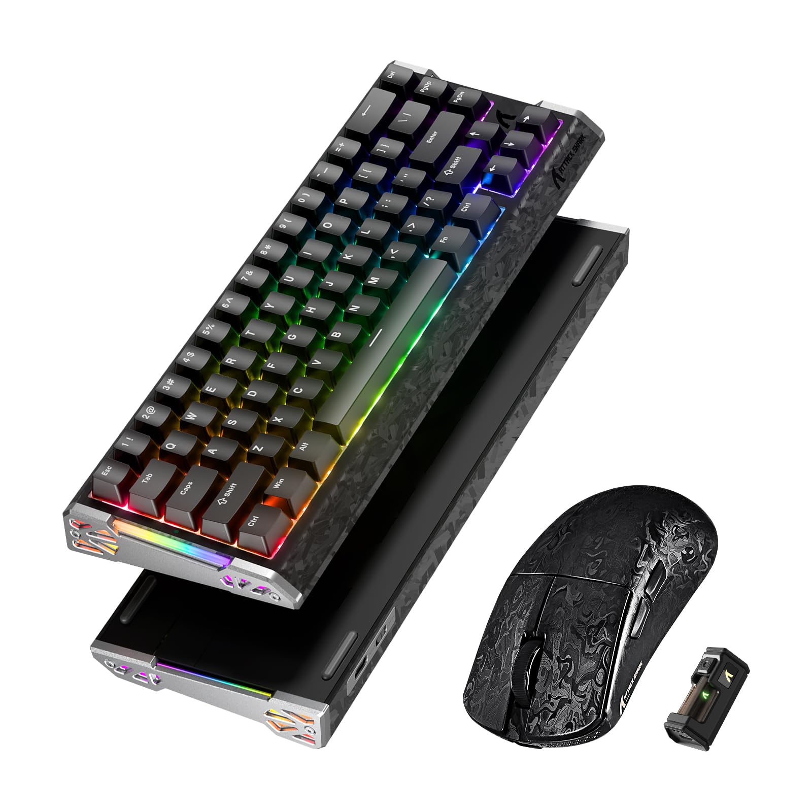 ATTACK SHARK 8KHz Carbon Fiber Tastiera e Mouse Gaming, Rapid Trigger-NeroC