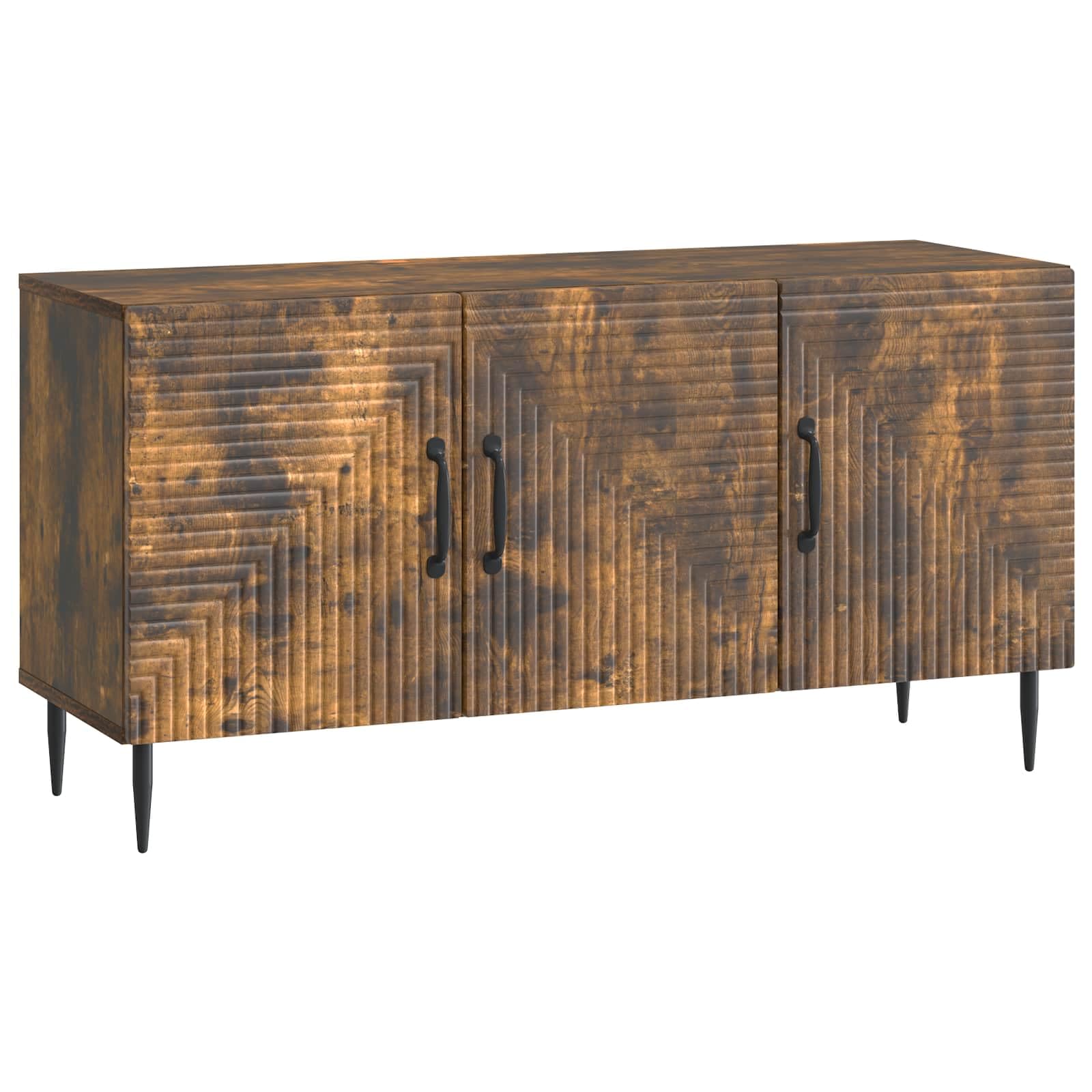 Mobile TV in legno di rovere affumicato, 99 x 34,5 x 50 cm, con gambe sottili in metallo, spazioso, versatile, per soggiorno, console multimediale, console da gioco