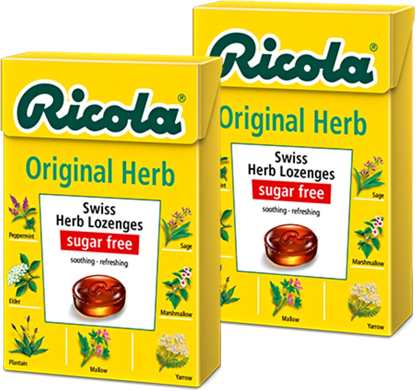 Sugar Free Original Herb Swiss Herb Lozenges Drops Pack of 2 Pouch, 2 x 40 g