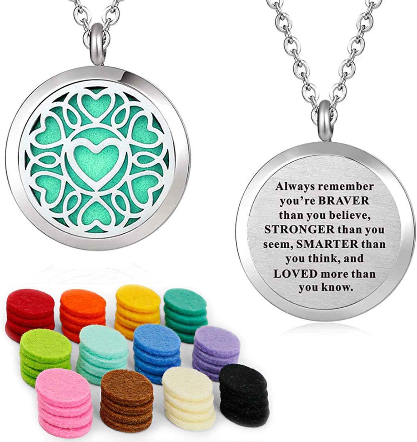 Essential Oil Necklace Diffuser Family Tree of Life Necklace Pendant Aromatherapy Locket 49 Refill Pads (SSS Oil Locket)