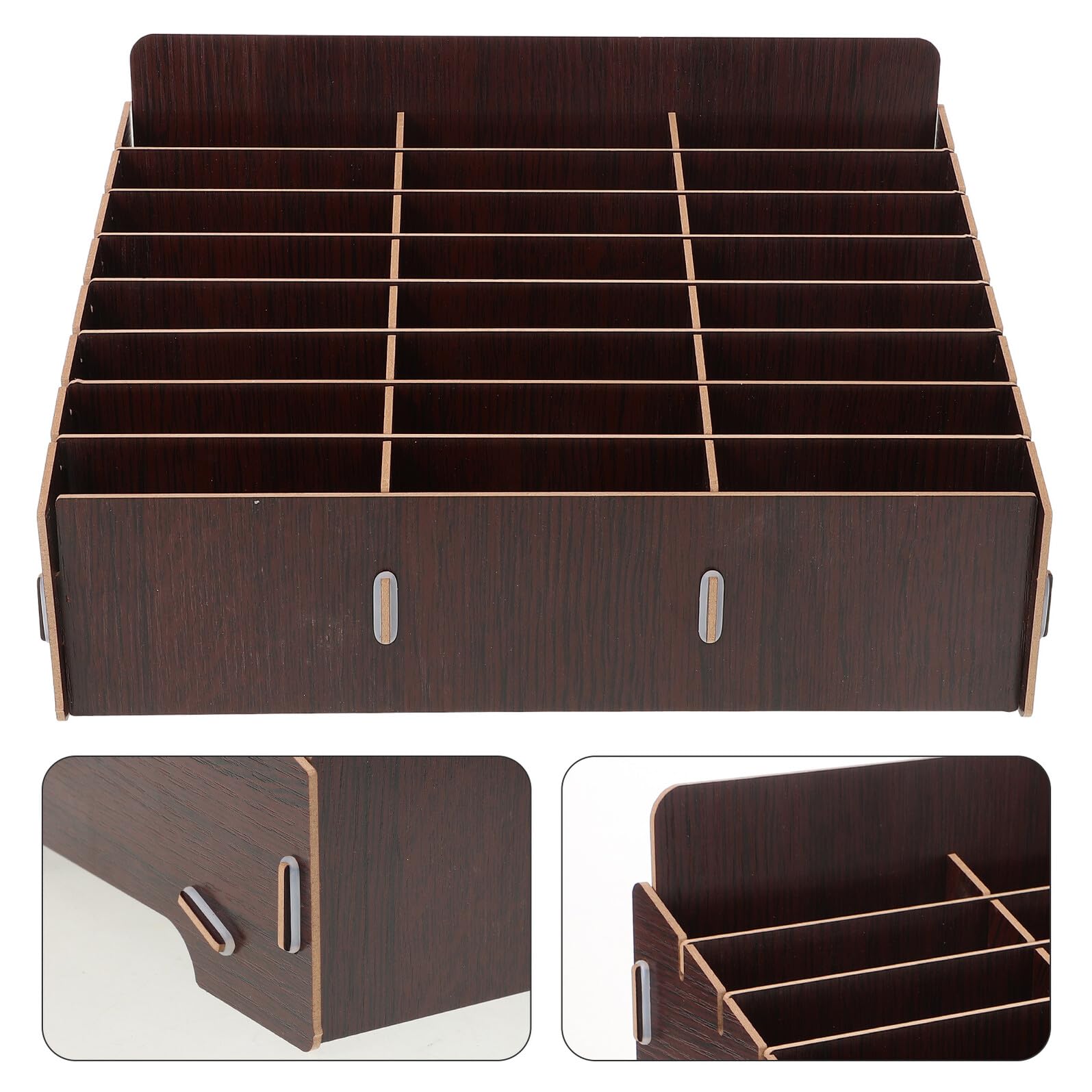 TEHAUX Scatola Portaoggetti Scomparti Multipli in Legno Organizzatore da Scrivania per Cellulare e Piccoli Oggetti per Aula e Ufficio