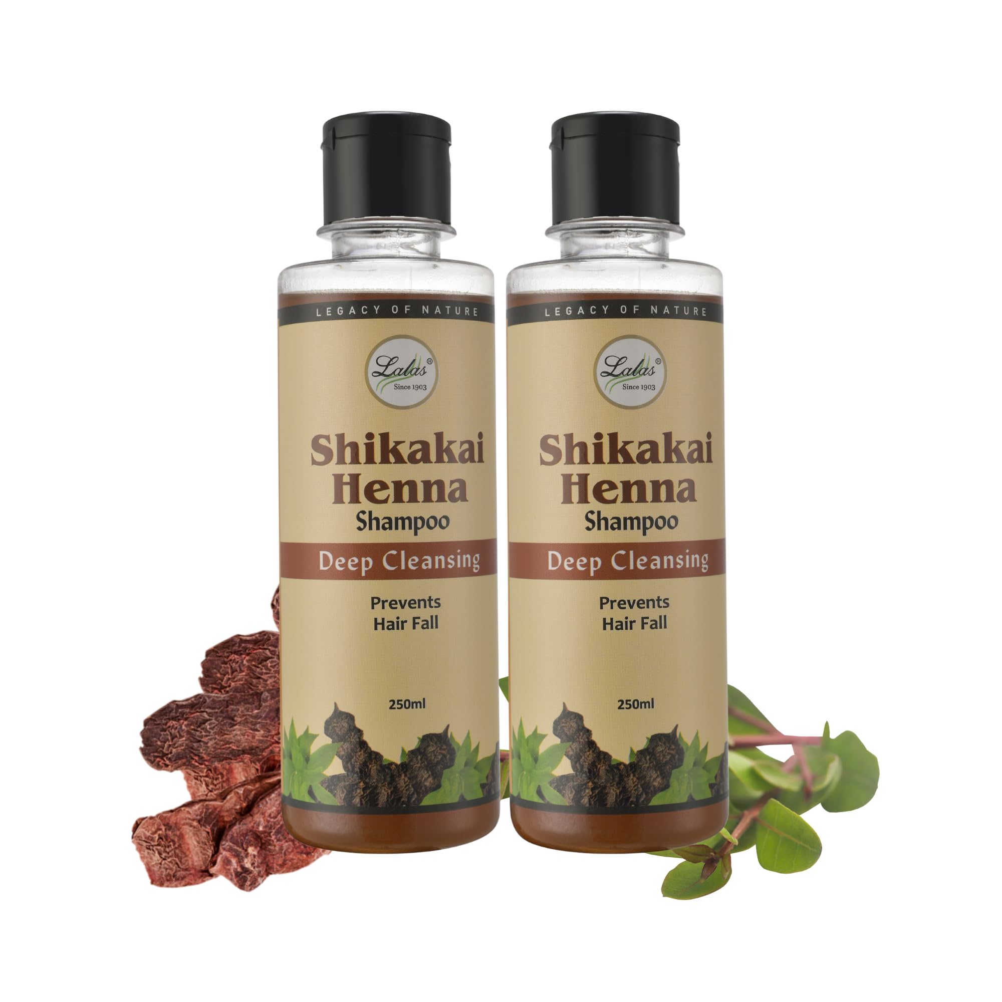 Lalas Shikakai Henna Shampoo 250ml (Pack of 2) | Herbal Cleanser for Hair Fall, Dandruff & Damage Repair | Adds Thickness, Shine & Smoothness | For Normal to Oily Hair – Men & Women