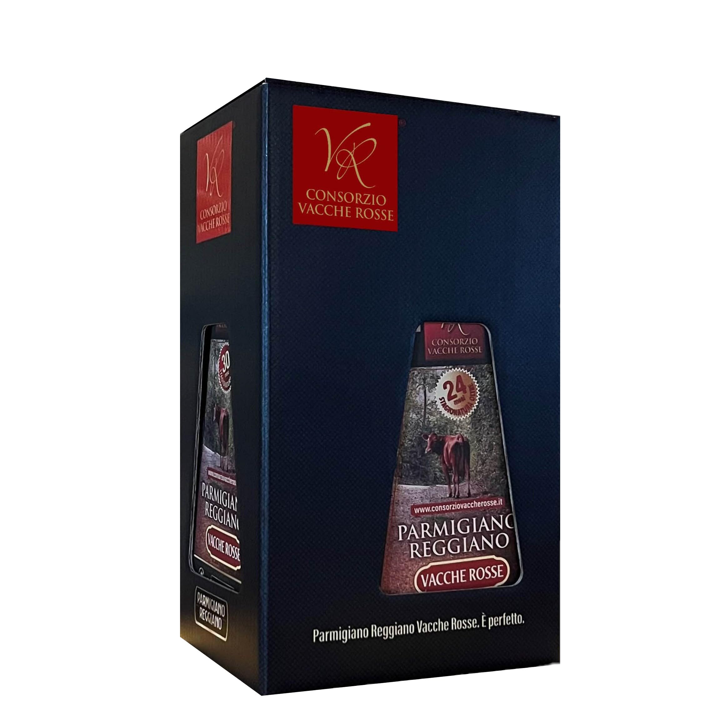 Consorzio Vacche Rosse - Parmigiano Reggiano DOP Vacche Rosse Razza Reggiana - 3 Stagionature, 24, 30 e 40 Mesi in Confezione Regalo con Coltellino - 3 x 250 g