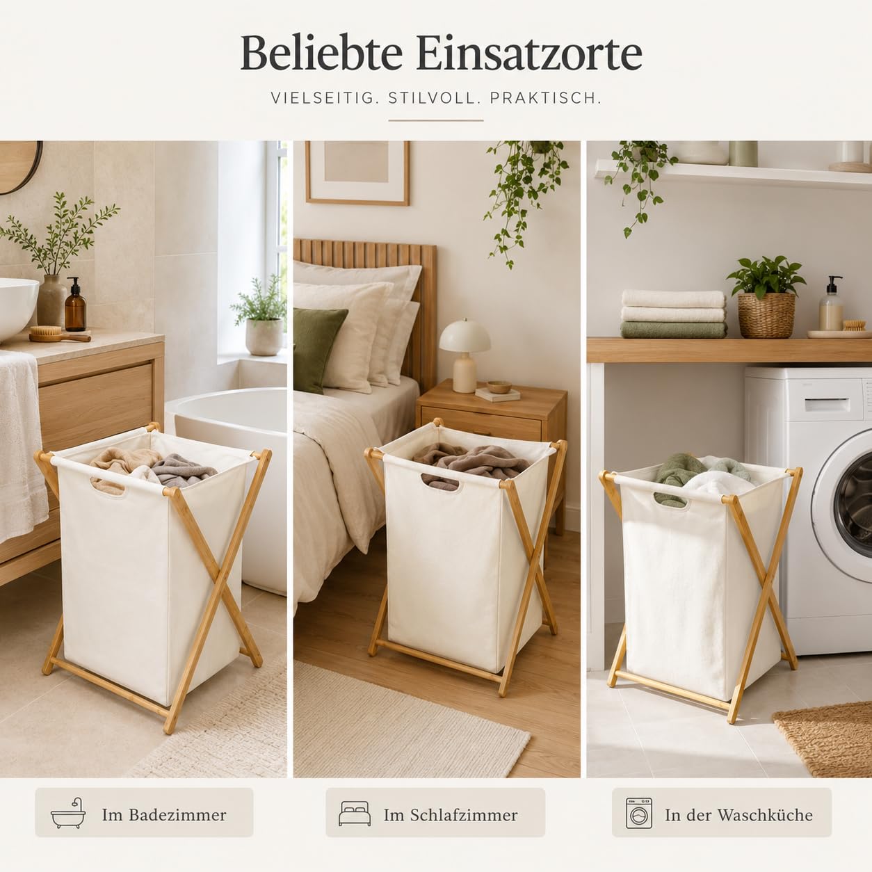 Zedelmaier Bambus-Wäschekorb 66L Laundry Baskets mit Herausnehmbarem Innenbeutel Wäschekorb aus Bambus Faltbare Wäschekörbe Praktischer Wäschesammler für Schlafzimmer & Waschküche