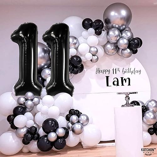 Miniatura 7 de KatchOn, Globo negro del número 11  Gigante, 40 pulgadas  Globos negros 11 para decorar cumpleaños de 11 años para niños  Globos negros del número