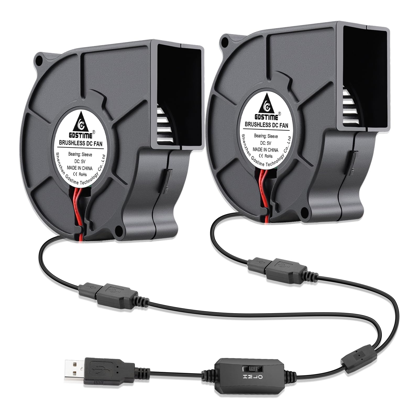 7530 12V Blower Fan GDSTIME 75mm Blower Fan 2PIN, 75mm X 15mm Cooling ...