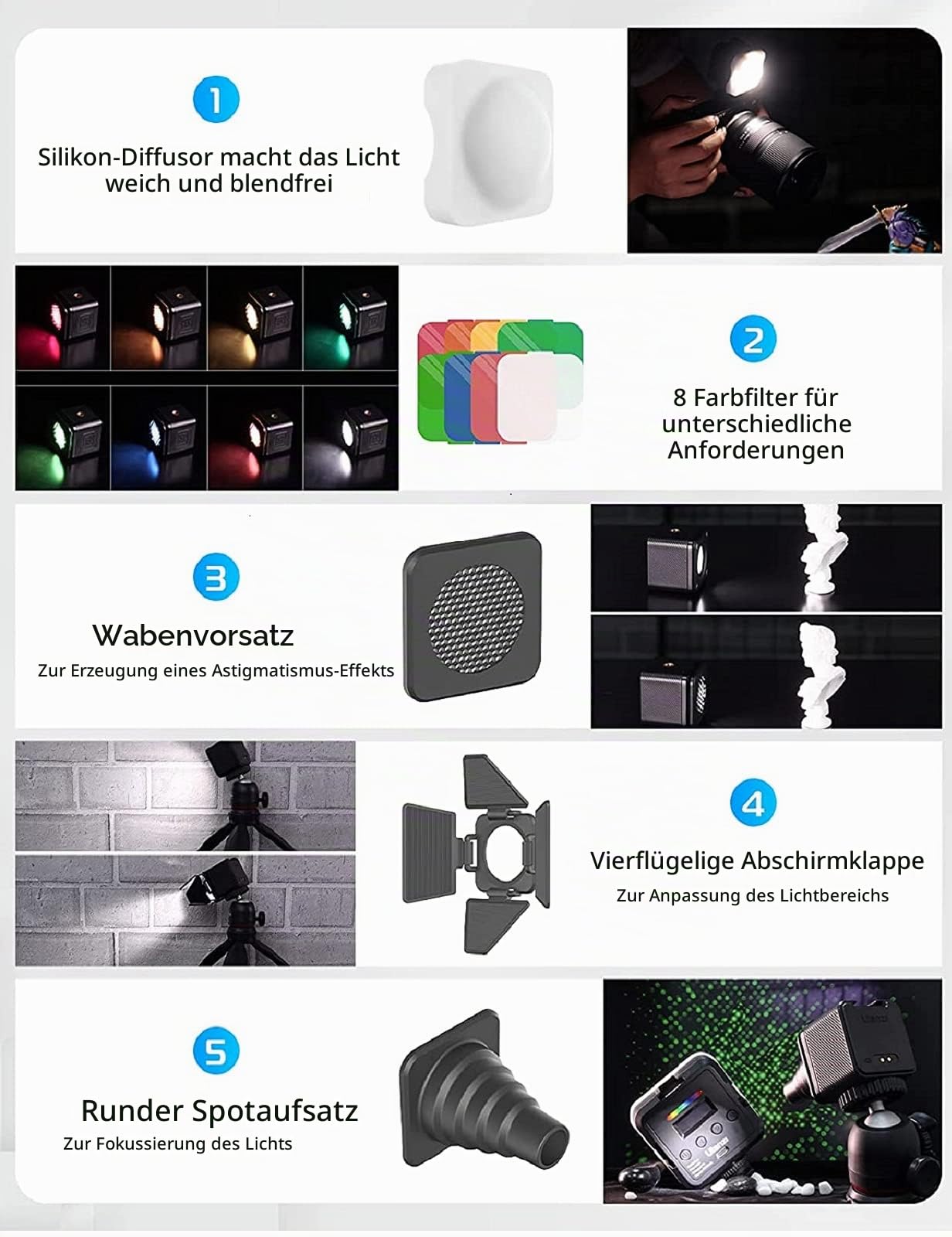 Led Videoleuchte, ULANZI Klein Videolicht wasserdichte, Led Fotolicht IP68 wasserdichte, Fotografie Licht Magnetisches Laden, Dauerlicht, Fotoleuchte für Vlog Kamera und Action Kamera Fotografie