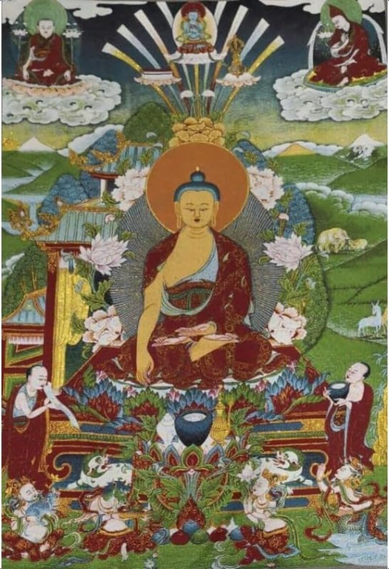 Thangka Silk Embroidery Tibetan Buddhism Shakyamuni Buddha Tangka Yoga Buddhist Tapestry Wall Hanging Wall Art Home Decor Tapestry Meditation