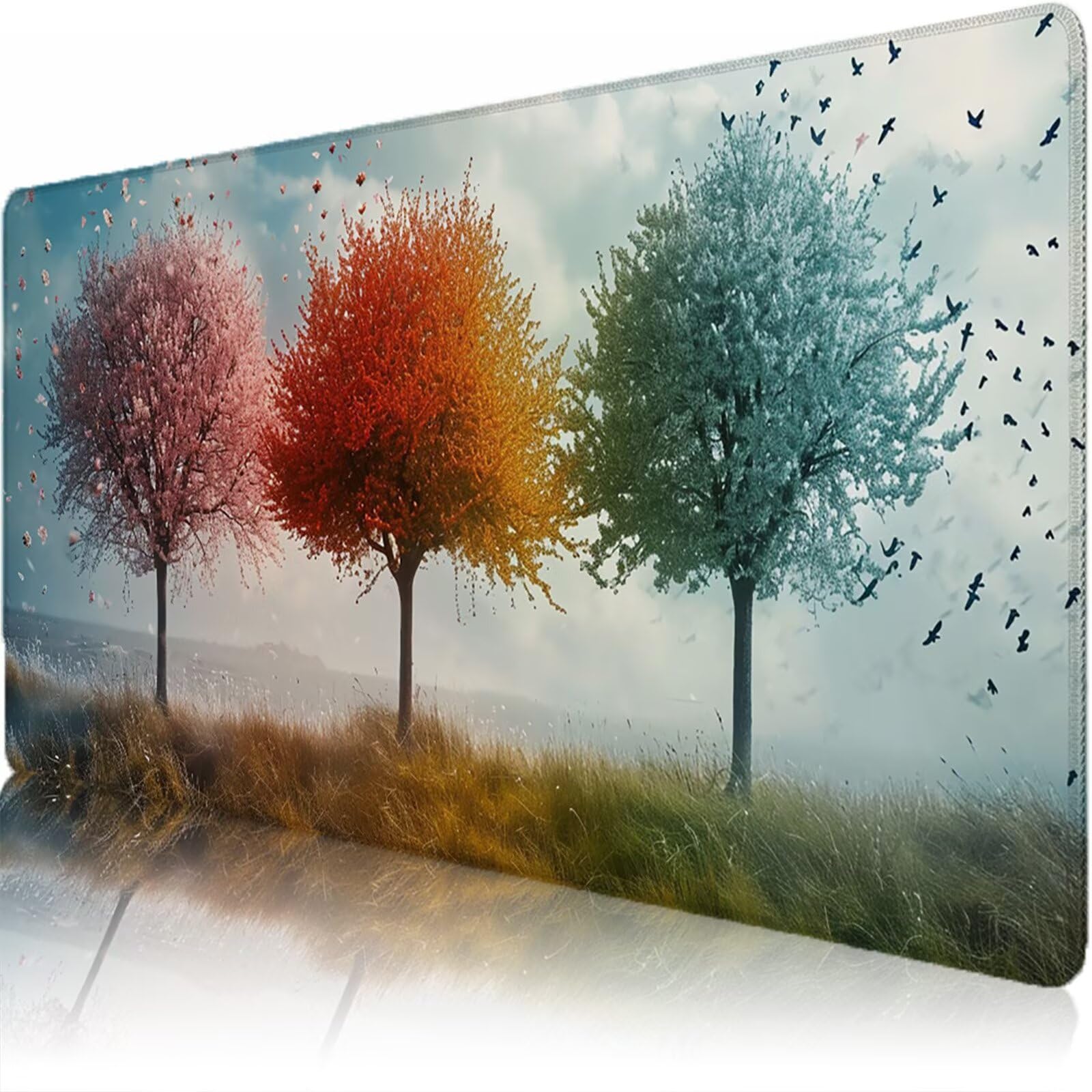 Alfombrilla Escritorio Grande 1200 x 600 x 3 mm, Alfombrilla Ratón Gaming XXL, Árbol De La Vida Tapete de Ordenador con Base Antideslizante y Bordes Reforzados, Impermeable Desk Mat (Árbol) L-x7044
