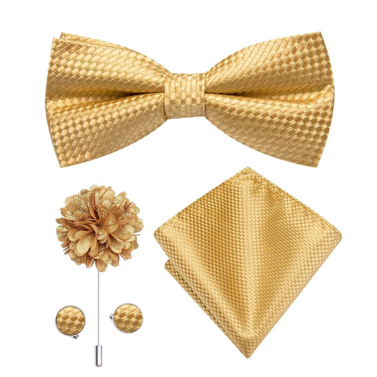 Dubulle Mens Paisley Striped Bowtie Set Pre-tied Bowtie for Men and Pocket Square Set Wedding Business