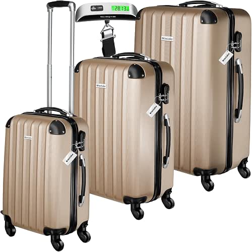 tectake Set 3 Valises Rigides ABS (Cabine + Soute)
