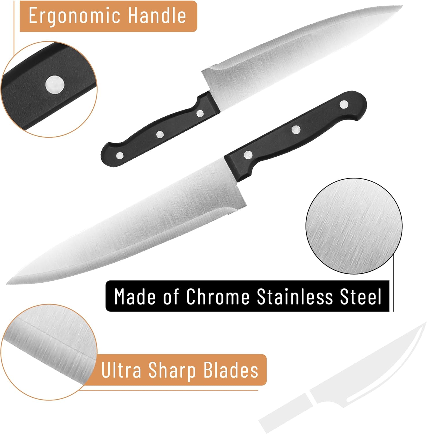 BAMBOO LAND- Kitchen Knife Set, 18 pcs, Stainless Steel Knife Set with Block and Sharpener - Image 3