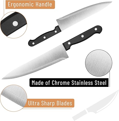 Miniatura 3 de BAMBOO LAND - Juego de cuchillos de cocina, 14 piezas, juego de cuchillos de acero inoxidable con bloque y afilador