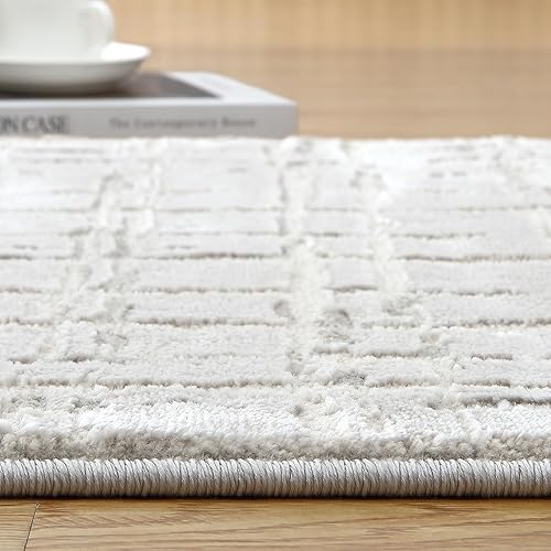 Miniatura 5 de WESTLOOM Alfombra de área de 2 x 3 pies, modernas alfombras abstractas a cuadros, parte trasera de yute antideslizante, ideal para dormitorio, sala