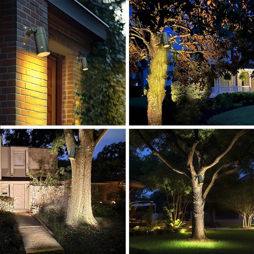 Arrownine Low Voltage Landscape Lighting Tree Hanging Down Lights Moonlighting Outdoor Soffit Lighting Wall Mount Light,Replaceable MR16 LED Bulb Warm White Brass Material