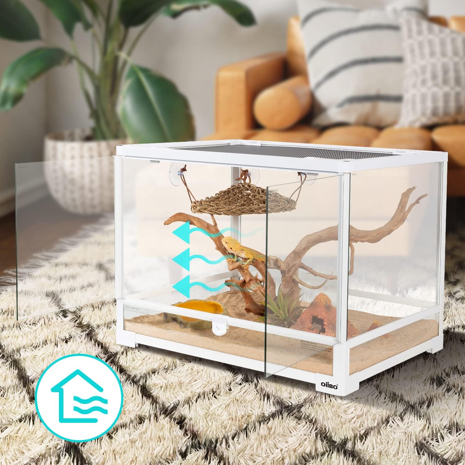 120 Gallon Large Reptile Terrarium with Sliding Doors and Mesh