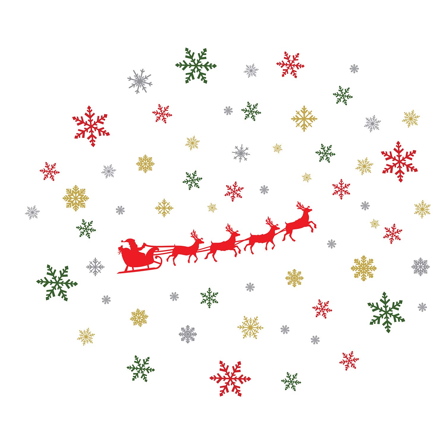 WALPLUS Festive Wall Stickers for Christmas – Mixed Design Vinyl Decals – Self-Adhesive & Removable – Ideal for Holiday Home, Office & Window Decorations