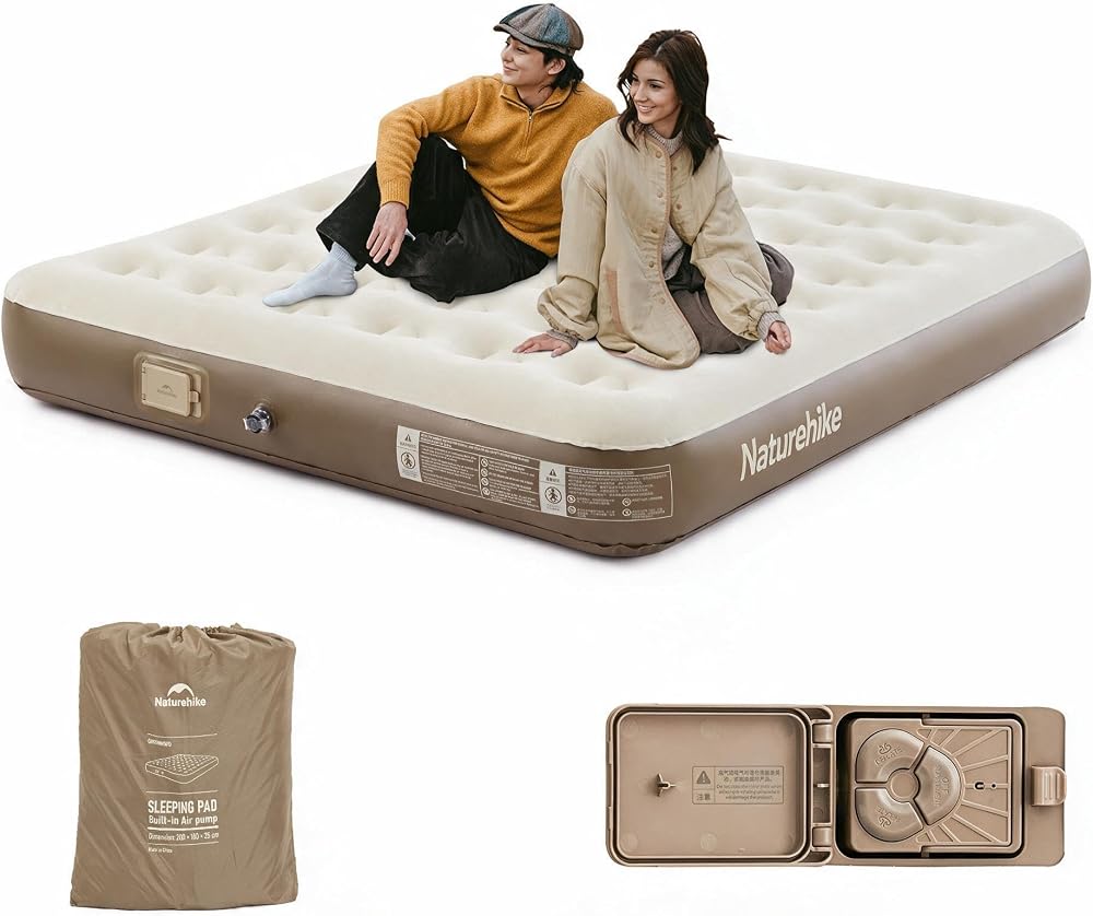 Colchones de aire Queen con bomba incorporada recargable, colchón inflable, colchón inflable portátil, cama de aire para el hogar, camping, invitados